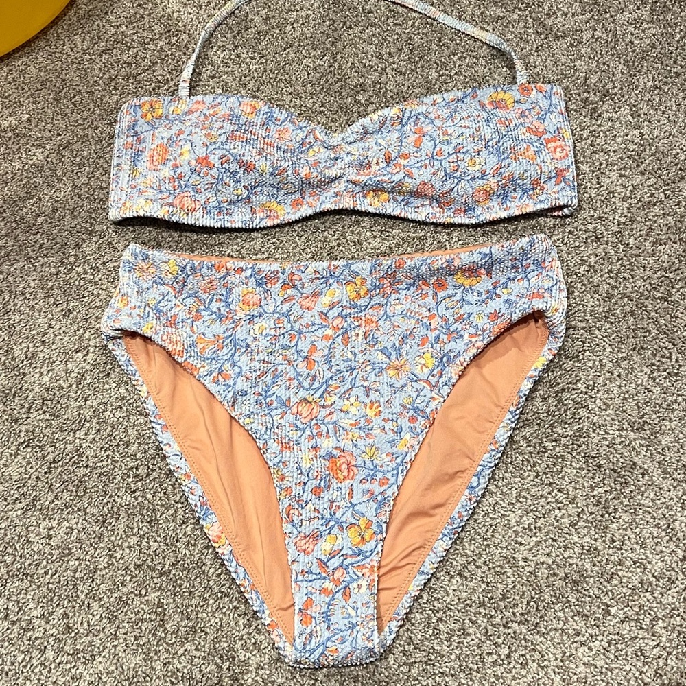 J. crew high high waisted floral bathing suit